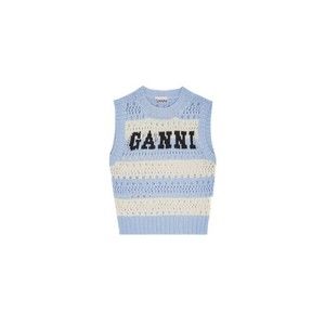 Ganni Light Blue Striped Sleeveless Vest - NWT